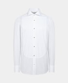 White Plisse Tailored Fit Tuxedo Shirt